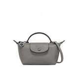 Mini Leder-Longchamp Tasche – Grau